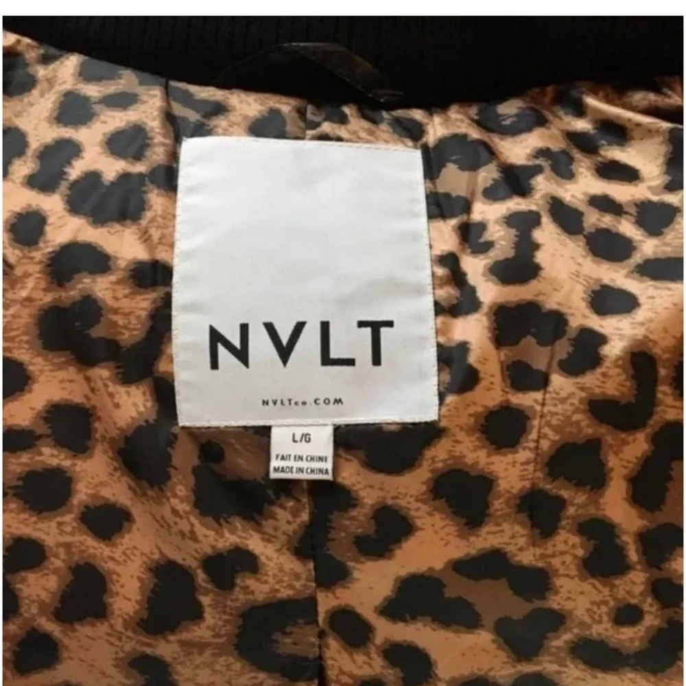 NVLT Nordstrom Mixed Media PufferBlack Lepoard Print Jacket - Picture 7 of 8